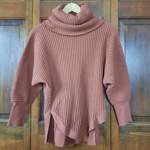 Papillon terracotta wide ribbed turtleneck sweater